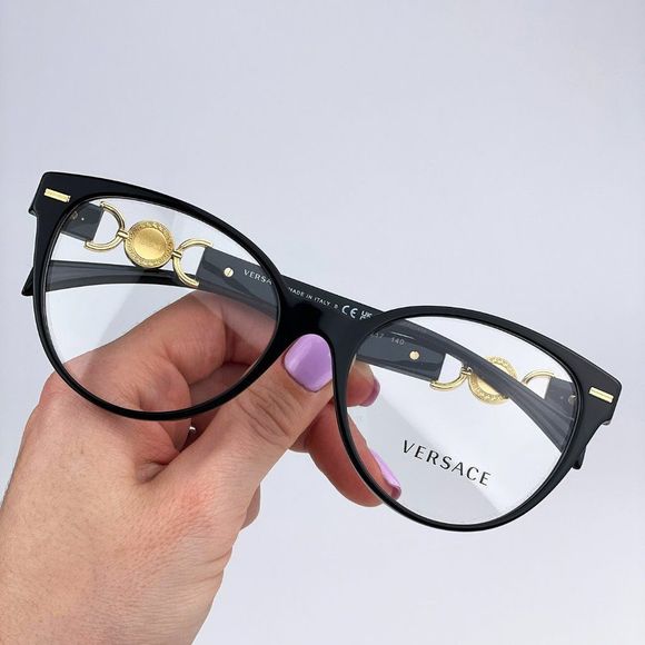 Versace VE3334 GB1 Eyeglasses Black Gold Cat Eye Women - Picture 4 of 13